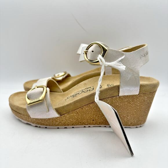Papillio by Birkenstock Womens Soley Wedge Sandal EU 39 US 8 Silver Leather NWOB - Picture 8 of 12